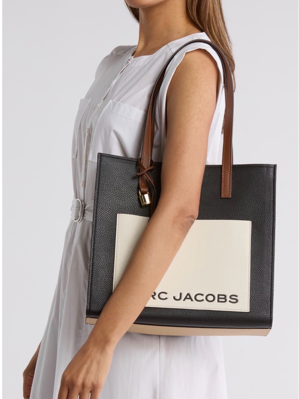 Marc Jacobs Logo Panel Colorblock Grind Tote Bag - Picture 6 of 6